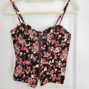 Forever 21 Corduroy Floral Crop Top